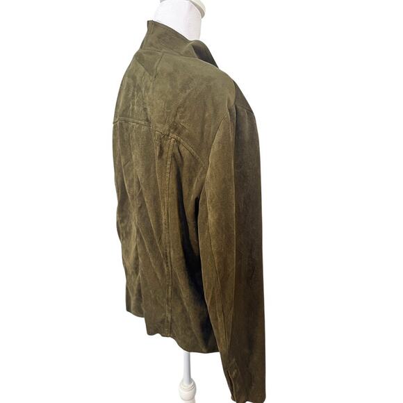 Kut From the‎ Kloth Faux Ultra Suede Moss Green Jacket SOFT W Hi Low Hem - Picture 9 of 9